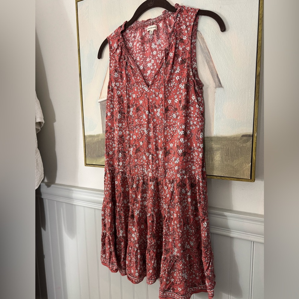 Max Studio Red Floral Print Sleeveless Tiered Dress Womens Size Small - Picture 3 of 5